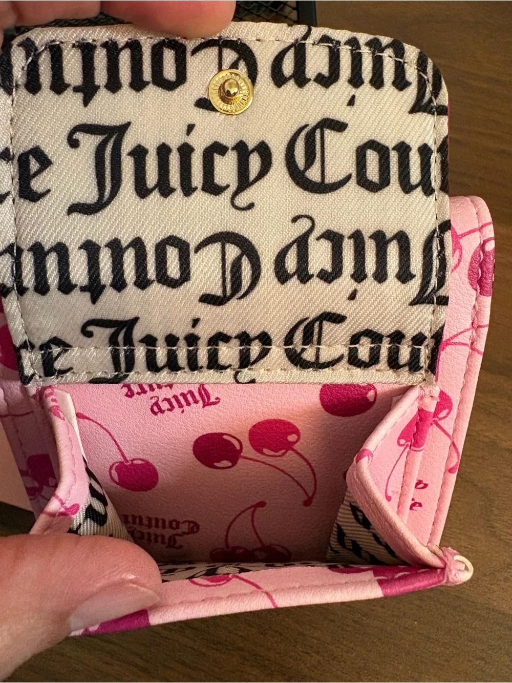 Juicy Couture Pink/Rasberry Tart Cherry on Top Mini Envelope Flap Wallet - Picture 4 of 6